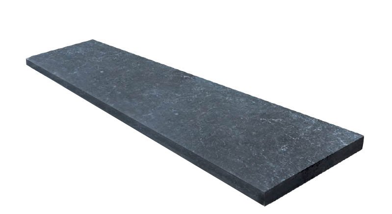 Couvertine en marbre noir BLACK PANTHER, 30,5 cm x 100 cm x 4 cm, 2 gouttes d'eau, bords droit chanfreinés - PALETTE COMPLETE