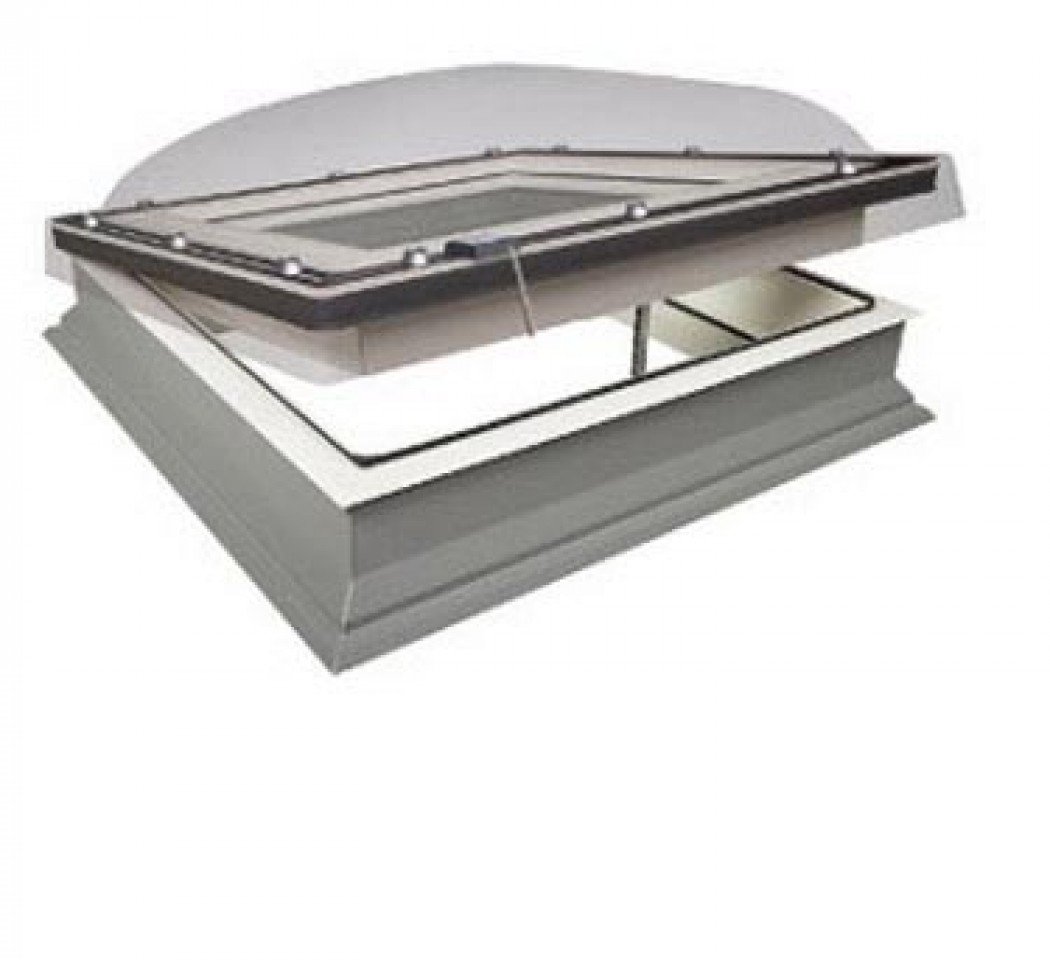 Fenêtre dôme transparent DEC-C pour toit plat, ouverture électrique - 100 cm x 100 cm