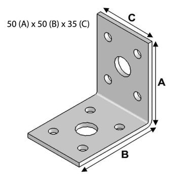 Vignette Equerre sans renforts, 50 mm x 50 mm x 35 mm
