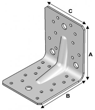 Vignette Equerre renforcée, 90 mm x 90 mm x 65 mm