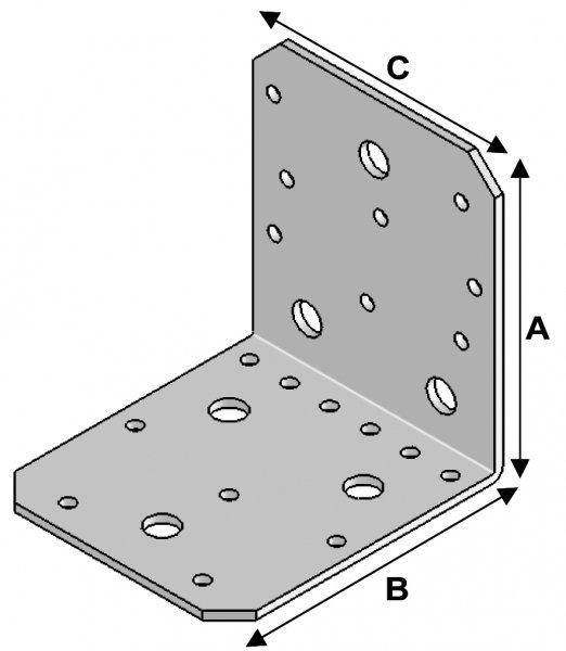 Equerre sans renforts, 105 mm x 105 mm x 90 mm