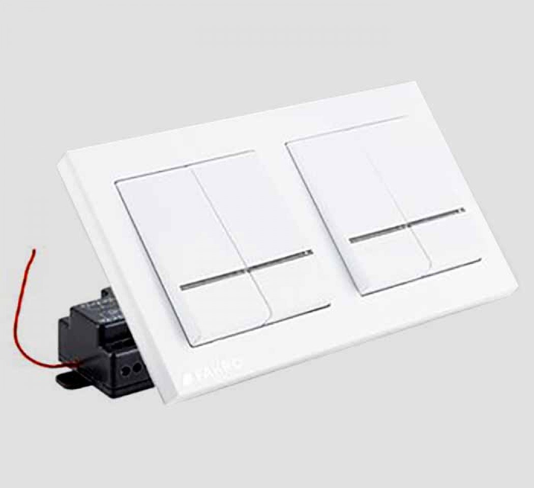 Interrupteur mural double blanc pour commande sans fil
