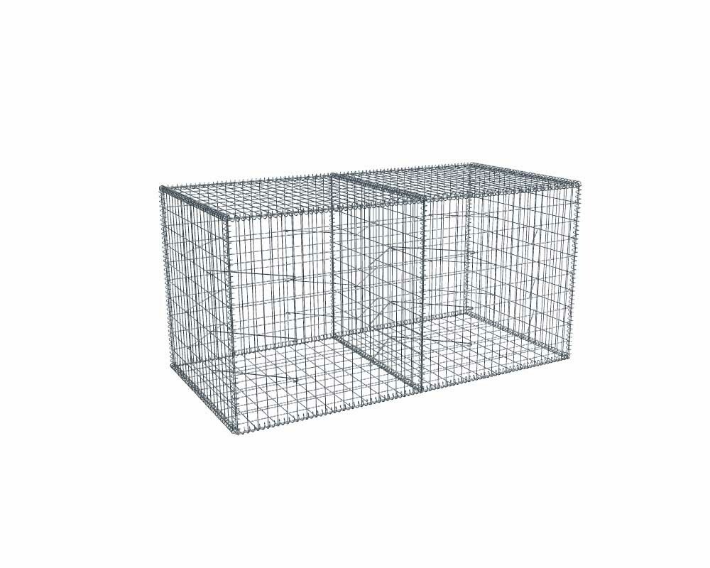 Kit gabion 2m de longueur, 100cm (H) x 100cm (L), pour clôture, assemblage spirales, mailles 5 x 10 cm, grilles non visibles mailles 10 x 10 cm