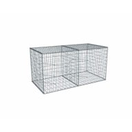 Kit gabion 2m de longueur, 100cm (H) x 100cm (L), pour clôture, assemblage spirales, mailles 5 x 10 cm, grilles non visibles mailles 10 x 10 cm