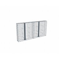 Kit gabion 2m de longueur, 100cm (H) x 20cm (L), pour clôture, assemblage agrafes, mailles 5 x 10 cm, avec poteaux raidisseurs à visser