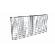 Kit gabion 2m de longueur, 100cm (H) x 20cm (L), pour clôture, assemblage spirales, mailles 5 x 10 cm, grilles non visibles mailles 10 x 10 cm