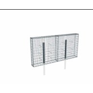Kit gabion 2m de longueur, 100cm (H) x 20cm (L), pour clôture, assemblage spirales, mailles 5 x 10 cm, avec poteaux raidisseurs à sceller