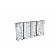 Kit gabion 2m de longueur, 100cm (H) x 20cm (L), pour clôture, assemblage spirales, mailles 5 x 10 cm, avec poteaux raidisseurs à visser