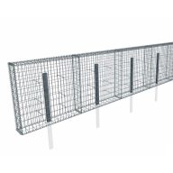 Kit gabion 16 m de longueur, 100cm (H) x 20cm (L), pour clôture, assemblage spirales, mailles 5 x 10 cm, avec poteaux raidisseurs à sceller