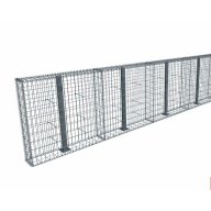 Kit gabion 4 m de longueur, 100cm (H) x 20cm (L), pour clôture, assemblage spirales, mailles 5 x 10 cm, avec poteaux raidisseurs à visser