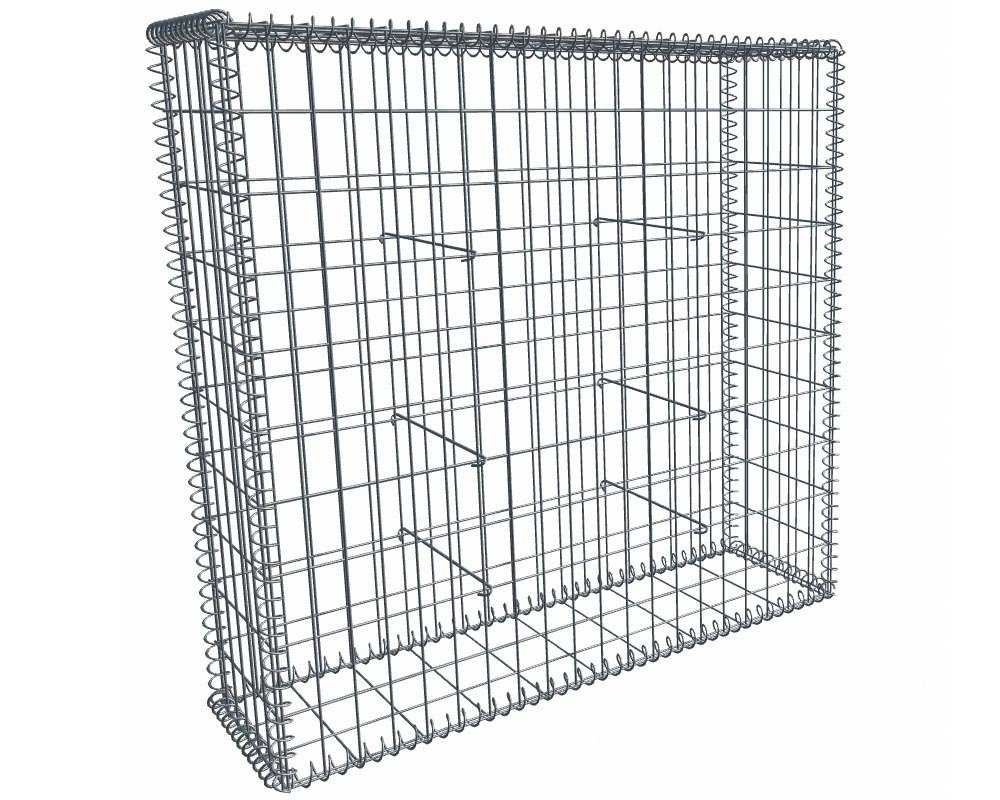 Gabion, longueur 100cm x 170cm(H) x 30(L), assemblage spirales, mailles 5 x 10 cm, grilles non visibles mailles 10 x 10 cm Ø4mm