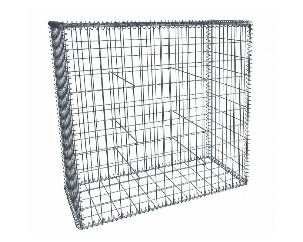 Gabion, longueur 100cm x 200cm(H) x 50(L), assemblage spirales, mailles 5 x 10 cm, grilles non visibles mailles 10 x 10 cm Ø4mm