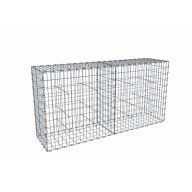 Kit gabion 2m de longueur, 100cm (H) x 50cm (L), pour clôture, assemblage agrafes, mailles 5 x 10 cm, grilles non visibles mailles 10 x 10 cm