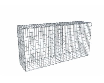 Vignette Kit gabion 2m de longueur, 100cm (H) x 50cm (L), pour clôture, assemblage agrafes, mailles 5 x 10 cm, grilles non visibles mailles 10 x 10 cm
