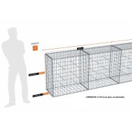 Kit gabion 22 m de longueur, 100cm (H) x 50cm (L), pour clôture, assemblage spirales, mailles 5 x 10 cm, grilles non visibles mailles 10 x 10 cm
