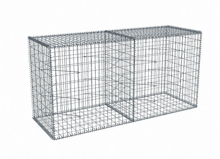 Kit gabion 2m de longueur, 100cm (H) x 70cm (L), pour clôture, assemblage spirales, mailles 5 x 10 cm, grilles non visibles mailles 10 x 10 cm