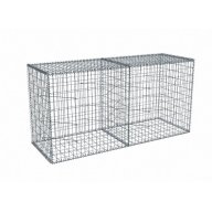 Kit gabion 2m de longueur, 100cm (H) x 70cm (L), pour clôture, assemblage spirales, mailles 5 x 10 cm, grilles non visibles mailles 10 x 10 cm