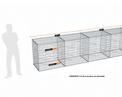 Vignette Kit gabion 16 m de longueur, 100cm (H) x 70cm (L), pour clôture, assemblage spirales, mailles 5 x 10 cm, grilles non visibles mailles 10 x 10 cm