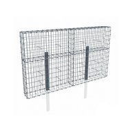 Kit gabion 2m de longueur, 120cm (H) x 20cm (L), pour clôture, assemblage agrafes, mailles 5 x 10 cm, avec poteaux raidisseurs à sceller