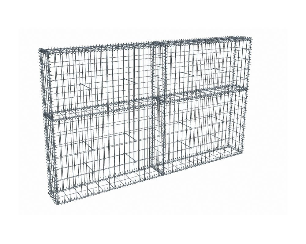Kit gabion 2m de longueur, 120cm (H) x 20cm (L), pour clôture, assemblage spirales, mailles 5 x 10 cm, grilles non visibles mailles 10 x 10 cm