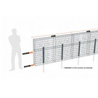Kit gabion 26 m de longueur, 120cm (H) x 20cm (L), pour clôture, assemblage agrafes, mailles 5 x 10 cm, avec poteaux raidisseurs à sceller