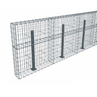 Kit gabion 14 m de longueur, 120cm (H) x 20cm (L), pour clôture, assemblage agrafes, mailles 5 x 10 cm, avec poteaux raidisseurs à visser