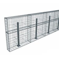 Kit gabion 26 m de longueur, 120cm (H) x 20cm (L), pour clôture, assemblage spirales, mailles 5 x 10 cm, avec poteaux raidisseurs à visser