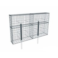 Kit gabion 2m de longueur, 120cm (H) x 30cm (L), pour clôture, assemblage spirales, mailles 5 x 10 cm, avec poteaux raidisseurs à sceller