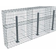 Kit gabion 18 m de longueur, 120cm (H) x 30cm (L), pour clôture, assemblage agrafes, mailles 5 x 10 cm, avec poteaux raidisseurs à visser