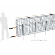 Kit gabion 22 m de longueur, 120cm (H) x 30cm (L), pour clôture, assemblage agrafes, mailles 5 x 10 cm, avec poteaux raidisseurs à sceller