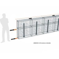 Kit gabion 30 m de longueur, 120cm (H) x 30cm (L), pour clôture, assemblage spirales, mailles 5 x 10 cm, avec poteaux raidisseurs à visser