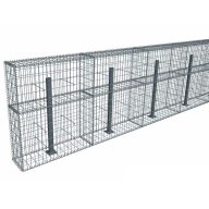 Kit gabion 28 m de longueur, 120cm (H) x 30cm (L), pour clôture, assemblage spirales, mailles 5 x 10 cm, avec poteaux raidisseurs à visser