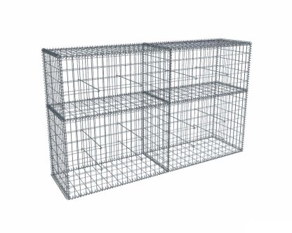 Vignette Kit gabion 2m de longueur, 120cm (H) x 50cm (L), pour clôture, assemblage spirales, mailles 5 x 10 cm, grilles non visibles mailles 10 x 10 cm
