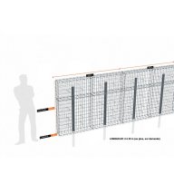 Kit gabion 6 m de longueur, 150cm (H) x 20cm (L), pour clôture, assemblage agrafes, mailles 5 x 10 cm, avec poteaux raidisseurs à sceller