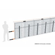 Kit gabion 30 m de longueur, 150cm (H) x 20cm (L), pour clôture, assemblage agrafes, mailles 5 x 10 cm, avec poteaux raidisseurs à visser