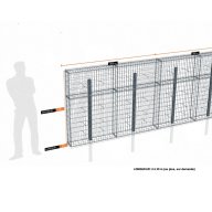 Kit gabion 16 m de longueur, 150cm (H) x 20cm (L), pour clôture, assemblage spirales, mailles 5 x 10 cm, avec poteaux raidisseurs à sceller