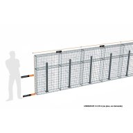 Kit gabion 8 m de longueur, 150cm (H) x 20cm (L), pour clôture, assemblage spirales, mailles 5 x 10 cm, avec poteaux raidisseurs à visser