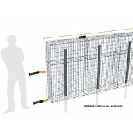 Kit gabion 30 m de longueur, 150cm (H) x 30cm (L), pour clôture, assemblage agrafes, mailles 5 x 10 cm, avec poteaux raidisseurs à visser
