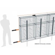 Kit gabion 8 m de longueur, 150cm (H) x 30cm (L), pour clôture, assemblage spirales, mailles 5 x 10 cm, avec poteaux raidisseurs à visser