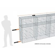 Kit gabion 30 m de longueur, 150cm (H) x 50cm (L), pour clôture, assemblage agrafes, mailles 5 x 10 cm, grilles non visibles mailles 10 x 10 cm