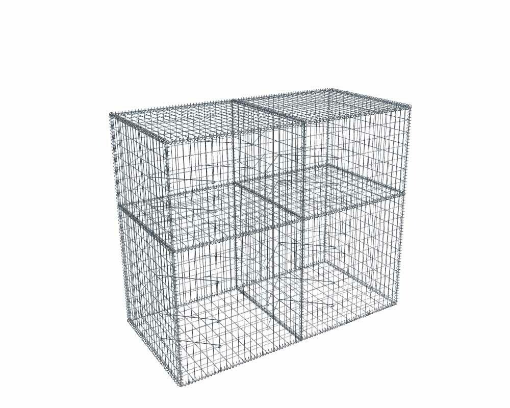 Kit gabion 2m de longueur, 170cm (H) x 100cm (L), pour clôture, assemblage spirales, mailles 5 x 10 cm, grilles non visibles mailles 10 x 10 cm