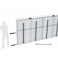 Kit gabion 18 m de longueur, 170cm (H) x 20cm (L), pour clôture, assemblage agrafes, mailles 5 x 10 cm, avec poteaux raidisseurs à visser