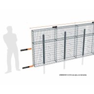 Kit gabion 30 m de longueur, 170cm (H) x 20cm (L), pour clôture, assemblage spirales, mailles 5 x 10 cm, avec poteaux raidisseurs à sceller