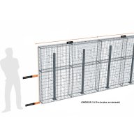 Kit gabion 28 m de longueur, 170cm (H) x 20cm (L), pour clôture, assemblage spirales, mailles 5 x 10 cm, avec poteaux raidisseurs à visser