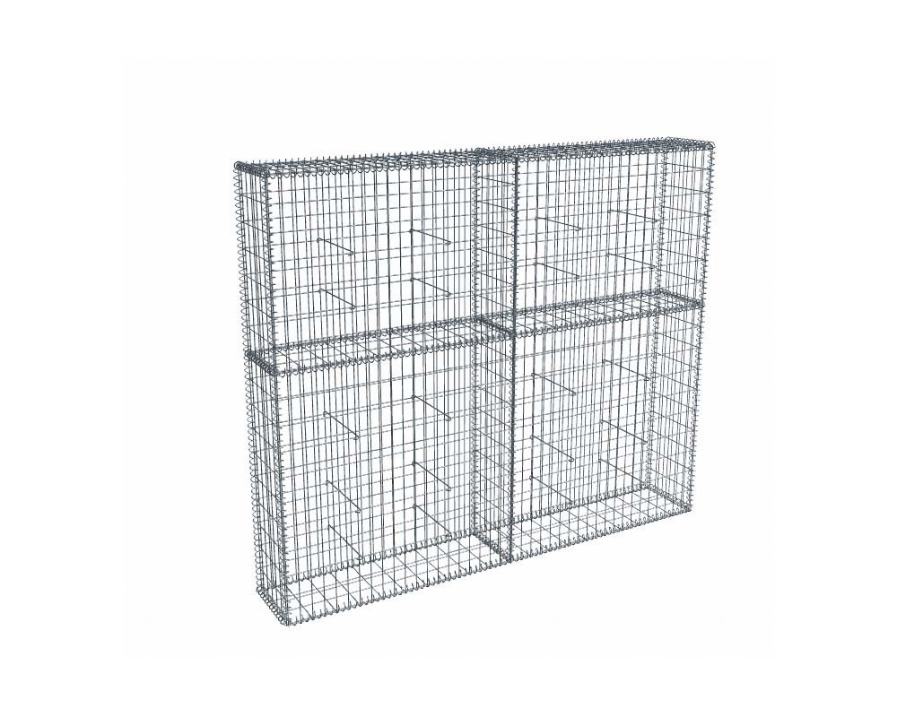 Kit gabion 2m de longueur, 170cm (H) x 30cm (L), pour clôture, assemblage spirales, mailles 5 x 10 cm, grilles non visibles mailles 10 x 10 cm