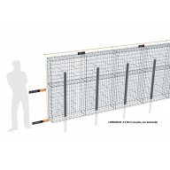 Kit gabion 22 m de longueur, 170cm (H) x 30cm (L), pour clôture, assemblage agrafes, mailles 5 x 10 cm, avec poteaux raidisseurs à sceller