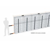 Kit gabion 18 m de longueur, 170cm (H) x 30cm (L), pour clôture, assemblage agrafes, mailles 5 x 10 cm, avec poteaux raidisseurs à visser