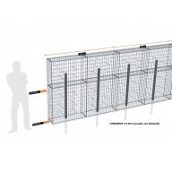 Kit gabion 12 m de longueur, 170cm (H) x 30cm (L), pour clôture, assemblage spirales, mailles 5 x 10 cm, avec poteaux raidisseurs à sceller