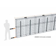 Kit gabion 28 m de longueur, 170cm (H) x 30cm (L), pour clôture, assemblage spirales, mailles 5 x 10 cm, avec poteaux raidisseurs à visser