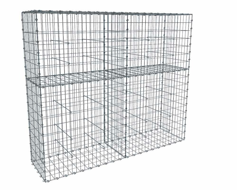 Kit gabion 2m de longueur, 170cm (H) x 50cm (L), pour clôture, assemblage agrafes, mailles 5 x 10 cm, grilles non visibles mailles 10 x 10 cm